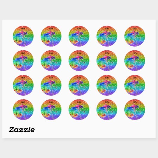 Sticker Rond Boho Rainbow mignonne Parties scintillant filles U (Feuille)