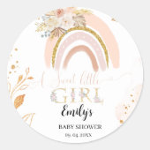Sticker Rond Boho Rainbow Pampas Grass Thank you Baby Shower (Devant)