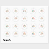 Sticker Rond Boho Rainbow Pastel premier anniversaire (Feuille)
