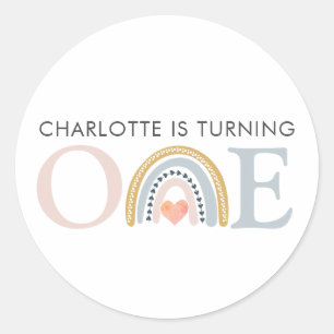Sticker Rond Boho Rainbow Premier anniversaire