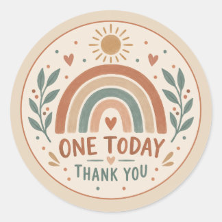 Sticker Rond Boho Rainbow Premier Anniversaire Un Aujourd'hui M