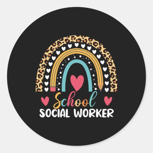 Sticker Rond Boho Rainbow School Social Worker (Devant)