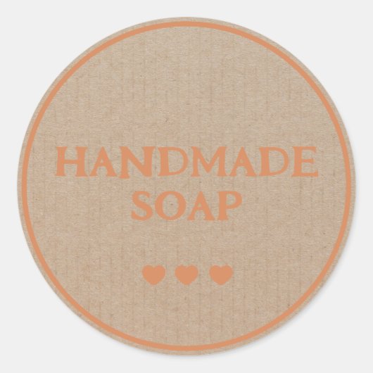 Sticker Rond Boho Retro Brown papier Kraft à savon artisanal (Devant)