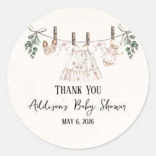 Sticker Rond Boho Rose fille Baby shower de vêtements pour bébé