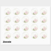 Sticker Rond Boho rose fleurs vert feuille botanique (Feuille)