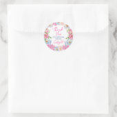 Sticker Rond Boho rose floral merci nuptiale douche classique (Sac)