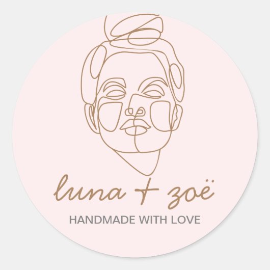 Sticker Rond Boho rose vif féminin moderne (Devant)