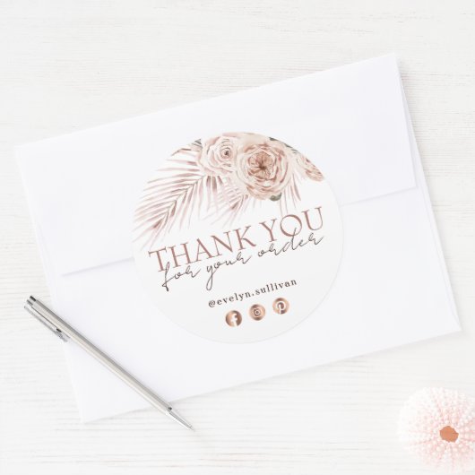 Sticker Rond Boho Roses (Enveloppe)