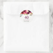 Sticker Rond Boho rouge bordeaux 40e fête d'anniversaire (Sac)