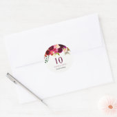 Sticker Rond Boho rouge Bourgogne 10e fête d'anniversaire (Enveloppe)