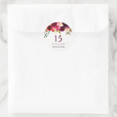 Sticker Rond Boho rouge Bourgogne 15e fête d'anniversaire (Sac)