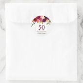 Sticker Rond Boho rouge Bourgogne 50e fête d'anniversaire (Sac)