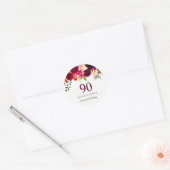 Sticker Rond Boho rouge Bourgogne 90e fête d'anniversaire (Enveloppe)