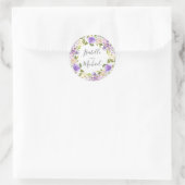 Sticker Rond Boho Russe violet Mariage de monogramme floral (Sac)
