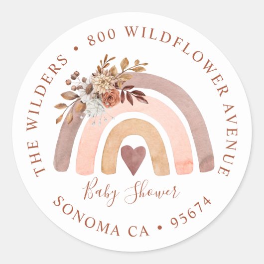 Sticker Rond Boho Rust Terracotta Adresse de retour Label Stick (Devant)