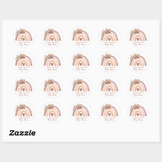 Sticker Rond Boho Rust Terracotta Aquarelle Arc-en-ciel (Feuille)