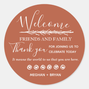 Sticker Rond Boho Rust Terracotta Mariage Merci