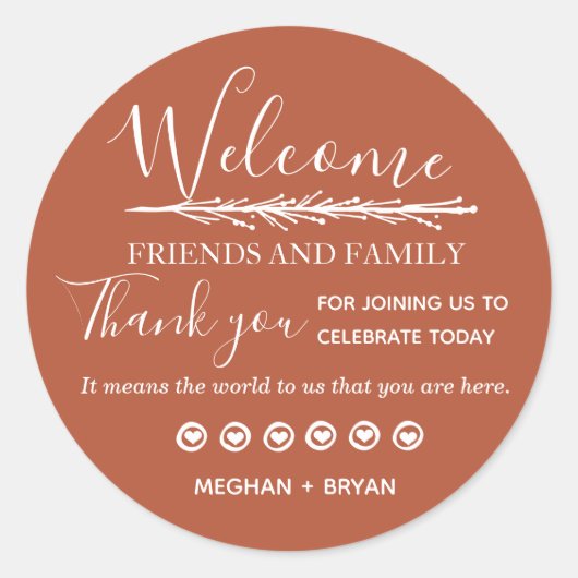 Sticker Rond Boho Rust Terracotta Mariage Merci (Devant)