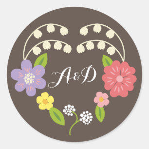 Sticker Rond Boho Rustic Floral Mariage