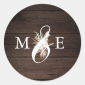 Sticker Rond Boho Rustic Neutral Dried Palm Leaves Wedding Squa (Devant)