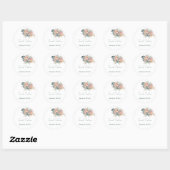 Sticker Rond Boho rustique Argent & Rose Floral Doux Seize (Feuille)