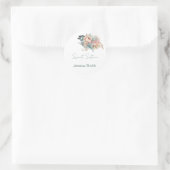 Sticker Rond Boho rustique Argent & Rose Floral Doux Seize (Sac)