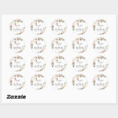 Sticker Rond Boho Rustique blanc rose Mariage Floral (Feuille)