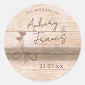 Sticker Rond Boho Rustique Burlap Floral Blush Mariage Fleur sa (Devant)