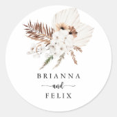 Sticker Rond Boho rustique Elégant Mariage floral Enveloppe sce (Devant)