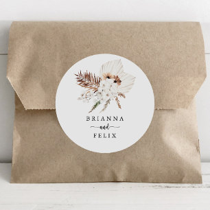 Sticker Rond Boho rustique Elégant Mariage floral Enveloppe sce