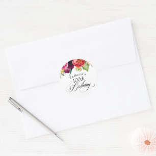 Sticker Rond Boho Rustique Fête Florale d'Automne pour les 100