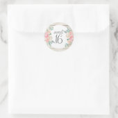 Sticker Rond Boho Rustique Floral Sweet 16 Anniversaire (Sac)
