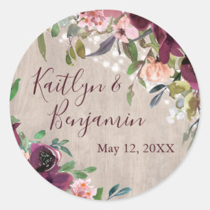 Sticker Rond Boho Rustique Lumières Florales Mariage polyvalent