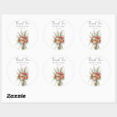 Sticker Rond Boho Rustique Mariage Bouquet Fleur Mariage Faveur (Feuille)