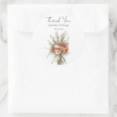 Sticker Rond Boho Rustique Mariage Bouquet Fleur Mariage Faveur (Sac)