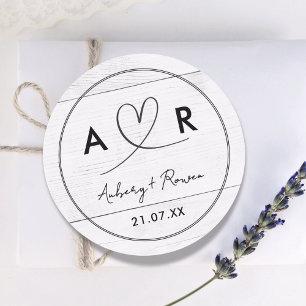 Sticker Rond Boho rustique Neutre Boho Bois look jolie Script C