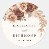 Sticker Rond Boho Rusty Terracotta Mariage Floral (Devant)