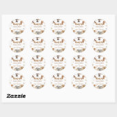 Sticker Rond Boho Safari Animaux Baby shower Merci (Feuille)