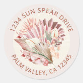 Sticker Rond Boho séché Palm Tropical Foliage Adresse de retour (Devant)