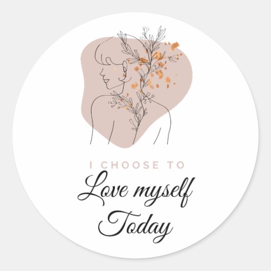 Sticker Rond Boho Self Love Feminine Affirmation Citations (Devant)
