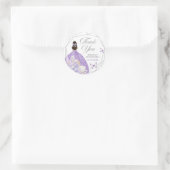 Sticker Rond Boho Silver Lilac Floral Quinceañera Merci (Sac)