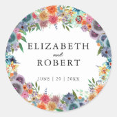 Sticker Rond Boho Simple Rustique Fleur sauvage Mariage aquarel (Devant)