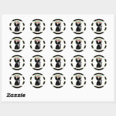 Sticker Rond Boho Skunk Black + White Stripe Baby shower (Feuille)