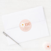 Sticker Rond Boho Spring Blush Rose Daisy Un Premier Anniversai (Enveloppe)