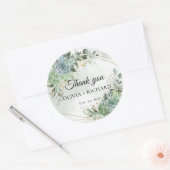Sticker Rond Boho succulent eucalyptus cadre or merci (Enveloppe)