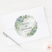 Sticker Rond Boho succulent vert eucalyptus cadre or (Enveloppe)