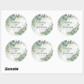 Sticker Rond Boho succulent vert eucalyptus cadre or (Feuille)