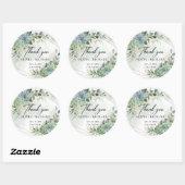 Sticker Rond Boho succulent vert eucalyptus or merci (Feuille)