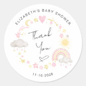 Sticker Rond Boho Sun Rainbow Baby Girl Douche Merci (Devant)