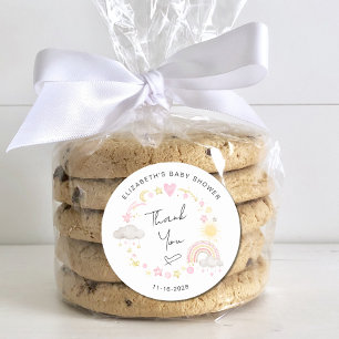 Sticker Rond Boho Sun Rainbow Baby Girl Douche Merci